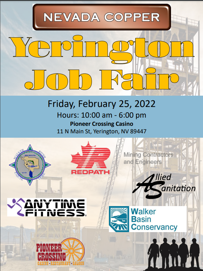 Yerington Job Fair February 25th Featuring Nevada Copper and Other