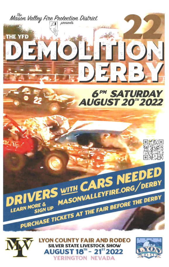 Demolition Derby on August 20th Sponsored by Mason Valley Fire Protection District – The Pizen