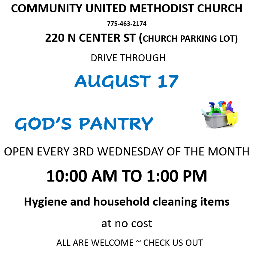 God’s Pantry at the Methodist Church on Main Street Wednesday