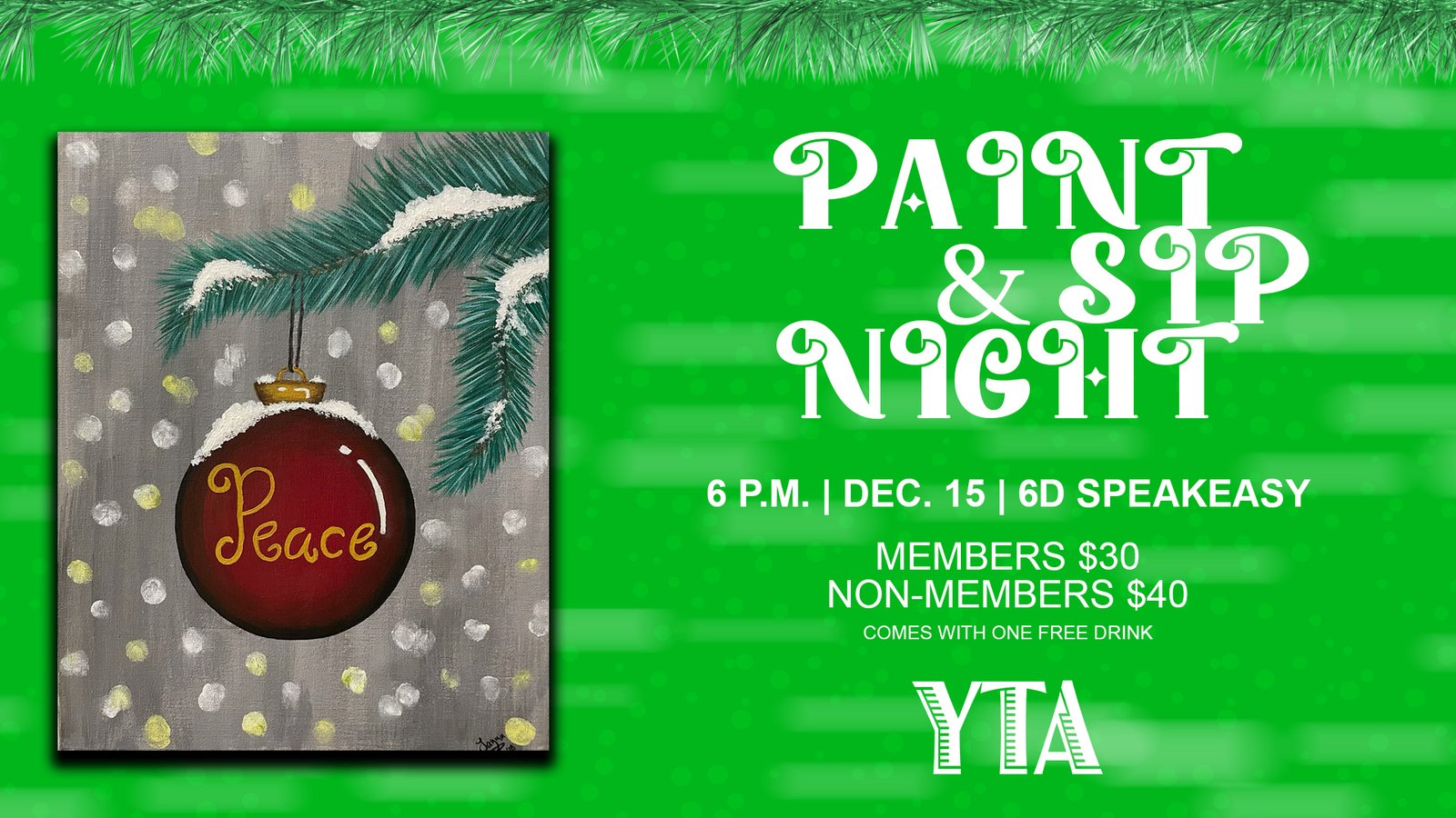 Paint & Sip on December 15th with the Yerington Theatre for the Arts