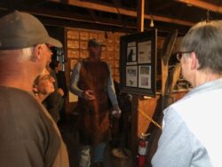Elmer Bull entertained guests with "blacksmith humor" and a bit of poetry as he portrayed Fred Matheus, one of Yerington's beloved blacksmith's.