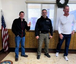 Yerington Interim City Manager Jerry Bryant, YPD Chief Shawn Clanton & School Trustee Elmer Bull.