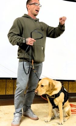 Tim Lobes with HRD Human Remains Dog, Meko.
