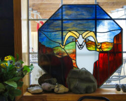 Stained Glass Bighorn Art. Photo by Richard Massey.