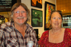 Visitors at the Bighorn Crossing Art Exhibit. By Roberta Bryant.